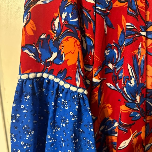 Floral Red and Blue Women's Jacket - Picture 3 of 5